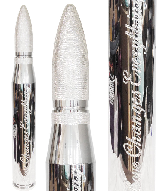 Name: Love Changes Everything Bullet
Medium: Aluminium dipped in gold chrome
+- 20,000 Swarovski Crystals handle applied
Size: 37 x 5 x 5 in
Edition: unique