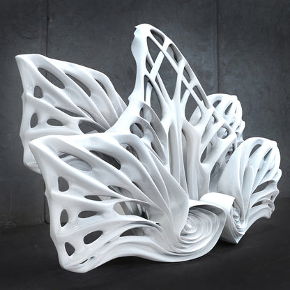 Name: Empower Flower
 Size: 10” x 10” x 4”
 Medium: painted Fiber Glass / stainless steel base
 Year : 2020