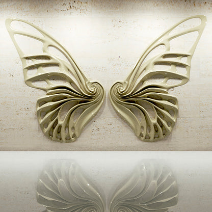 Name: Dream Machine – Wall Sculpture Medium: Fiber Glass Size: H 8ft x W 6ft x D 7in (each wing) Weight: 110lbs (each wing)