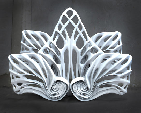 Name: Empower Flower
 Size: 10” x 10” x 4”
 Medium: painted Fiber Glass / stainless steel base
 Year : 2020