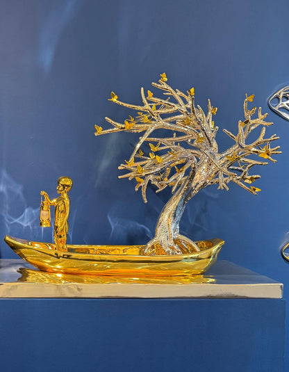 Name: Roots to Fly 
Medium: resin with chrome finishing 
Size: H: 35 in W: 43 in D: 24.5 in (medium size)
Size: Size: H 24.5 in W: 30.5 D: 17.5 in (small size)
Edition: 5 + 1 AP
Year: 2025