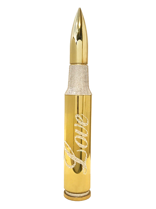 Name: Love  Bullet
Medium: Aluminium dipped in chrome, Swarovski Crystals handle applied
Size: 27 x 4 x 4 in
Edition: unique